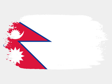 Artistic grunge brush flag of Nepal isolated on white background. Elegant texture of national flagのイラスト素材