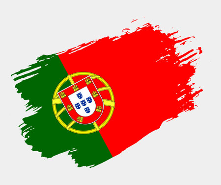 Artistic grunge brush flag of Portugal isolated on white background. Elegant texture of national flagのイラスト素材
