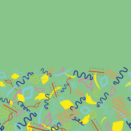 Vector Light green border colorful geometric shapes background patternのイラスト素材