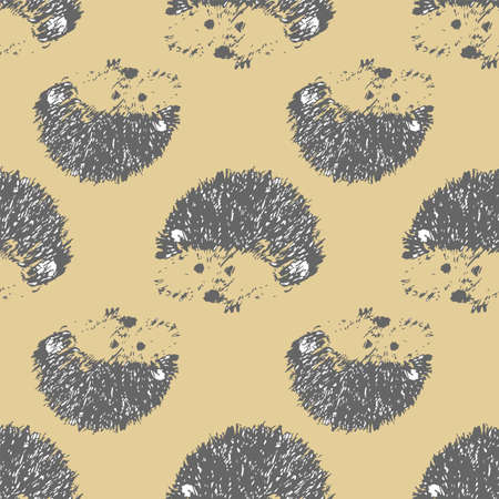 Vector Light Brown Hedgehog seamless seamless background pattern. Surface pattern designのイラスト素材
