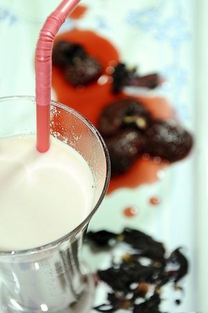strawberry jam  milkの写真素材