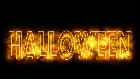 Misty halloween text on blackの写真素材