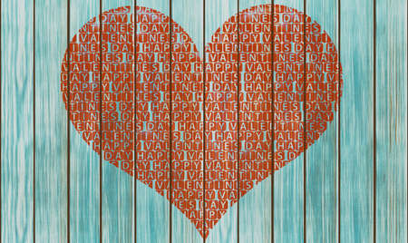 Heart shape on wood backgroundの写真素材