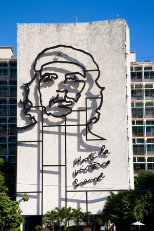 Havana, Cuba, December 10, 2012 - Che Guevara image in the Revolution Square of Havana, Cuba