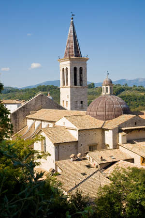 The cathedral or Duomo of Spoleto in Umbria in central Italyの写真素材