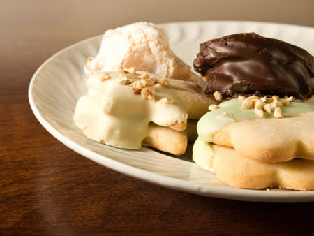 Some different cookies from Sicily with almond paste, chocolate and pistachioの写真素材