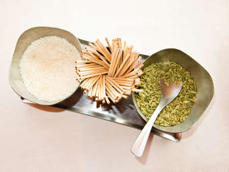 Indian mouth freshener mix made of sugar and fennel seedsの写真素材
