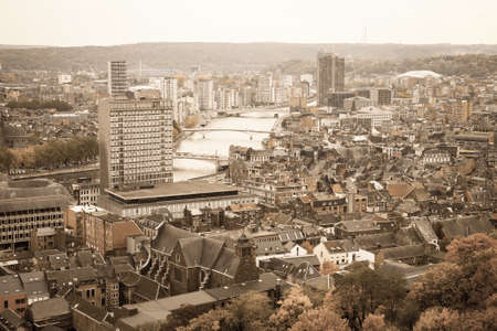 A cityscape of Liege or Luik in the Walloon part of Belgiumの写真素材