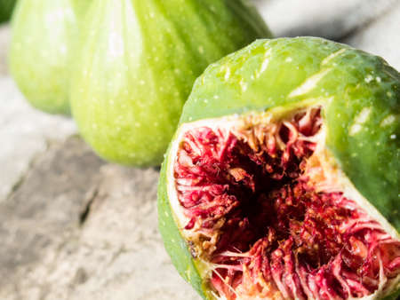 The flesh of a fig fruit that opened in a natural wayの写真素材