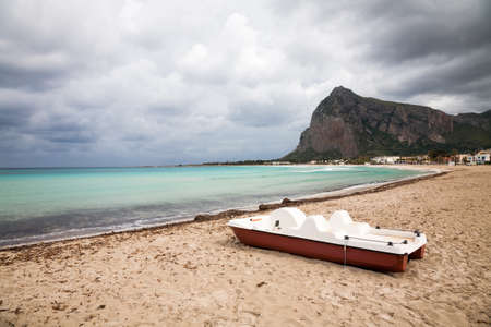 A cloudy sky in bad weather in San Vito Lo Capo in northern Sicily in the Trapani province, italyの写真素材