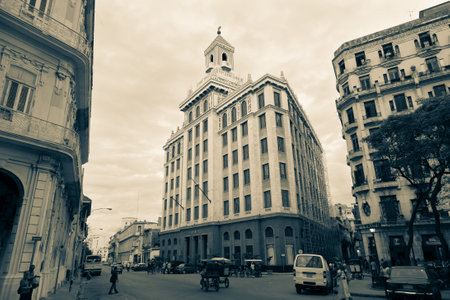 Havana, Cuba - 2012, November 29: The art deco Bacardi building in the Avenida de BÃÂ © lgica in the center of Havana, Cubaのeditorial素材