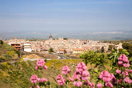 A cityscape of the baroque town of Militello in Val di Catania of southern Sicily, Italyの写真素材