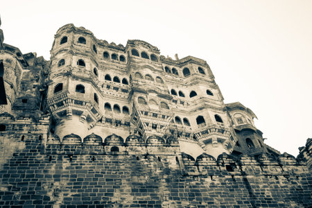 Jodhpur, India - 2015, January 3 : The entrance and walls of the Mehrangarh fort in the city of Jodhpur in central Rajasthan, Indiaのeditorial素材