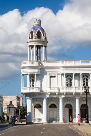 Cienfuegos, Cuba - 2012, December 4 : The Ferrer palace which is a famous neoclassical building in the Parque Jose Marti in the center of the southern city of Cienfuegos, Cubaのeditorial素材