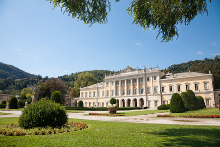 Como, Italy - 2016, August 17 : The museum of Villa Olmo and gardens, a historic neoclassical villa in the town of Como on the Como lake now owned by the city of Comoのeditorial素材