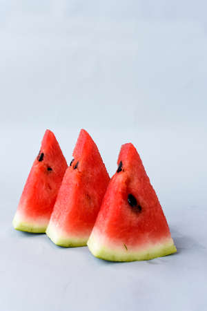 Watermelon Sliced on a Gray Backgroundの写真素材