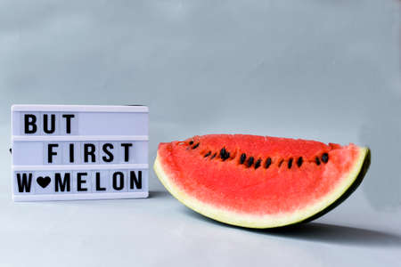 Watermelon Sliced on a Gray Backgroundの写真素材