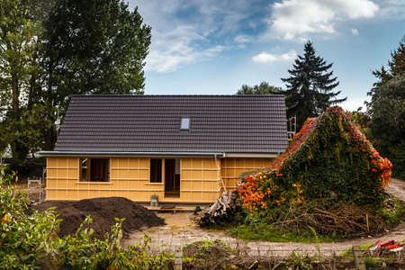 Old and New country Houses side by side の写真素材