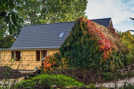 Old and New country Houses side by side の写真素材