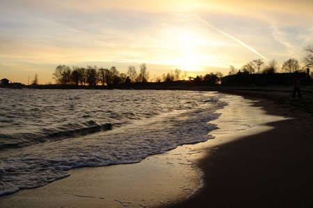 Gold surf on gulf of Finlandの写真素材