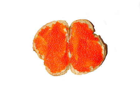                      Two sandwiches with red caviar         の写真素材