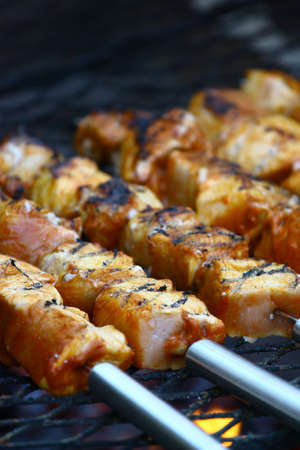 Barbecue meat on grillの写真素材