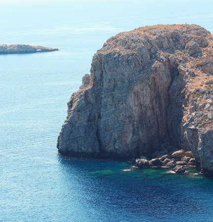 View from Acropolis of Lindos: mountain at the sea (Rhodes island, Greece) の写真素材