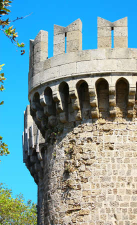Tower in Rhodes castle - side view, Greece の写真素材