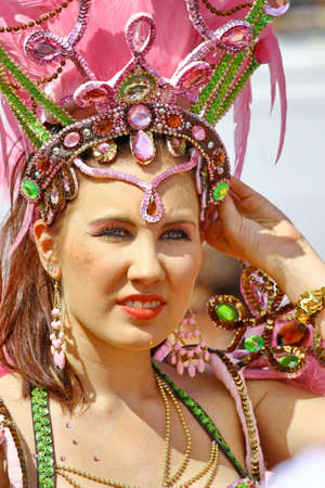 HELSINKI, FINLAND - JUNE 16: An unidentified dancer participates at the annual Samba Carnaval in Helsinki, Finland on June 16, 2012のeditorial素材