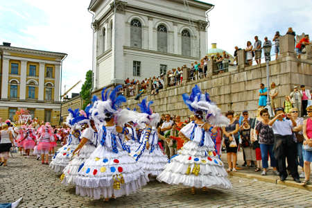 HELSINKI, FINLAND - JUNE 16: An unidentified dancers participates at the annual Samba Carnaval in Helsinki, Finland on June 16, 2012のeditorial素材