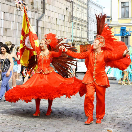 HELSINKI, FINLAND - JUNE 16: An unidentified dancers participates at the annual Samba Carnaval in Helsinki, Finland on June 16, 2012のeditorial素材