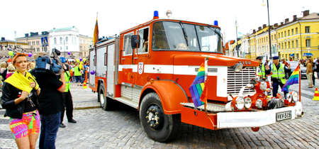 HELSINKI, FINLAND - JUNE 30: Unidentified people take part in the annual Helsinki Pride gay parade in Helsinki, Finland on June 30, 2012. のeditorial素材