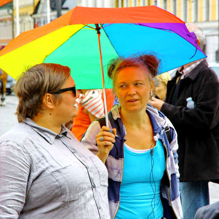 HELSINKI, FINLAND - JUNE 30: Unidentified people take part in the annual Helsinki Pride gay parade in Helsinki, Finland on June 30, 2012. のeditorial素材