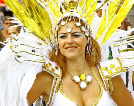 HELSINKI, FINLAND - JUNE 16: An unidentified dancer participates at the annual Samba Carnaval in Helsinki, Finland on June 16, 2012のeditorial素材