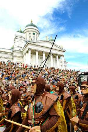 HELSINKI, FINLAND - JUNE 16: Unidentified dancers participate at the annual Samba Carnaval in...