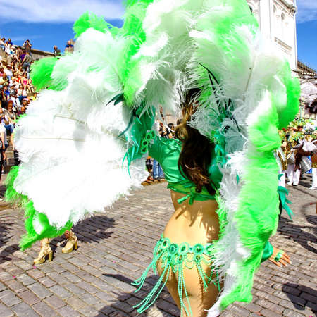 HELSINKI, FINLAND - JUNE 16: An unidentified dancer participates at the annual Samba Carnaval in Helsinki, Finland on June 16, 2012のeditorial素材