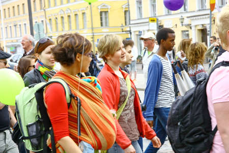 HELSINKI, FINLAND - JUNE 30: Unidentified people take part in the annual Helsinki Pride gay parade in Helsinki, Finland on June 30, 2012. 
のeditorial素材