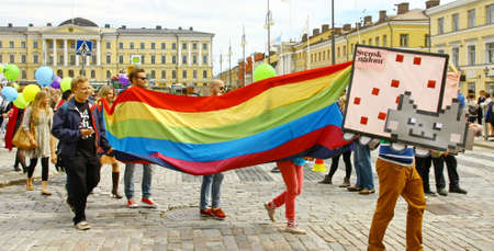 HELSINKI, FINLAND - JUNE 30: Unidentified people take part in the annual Helsinki Pride gay parade in Helsinki, Finland on June 30, 2012. 
のeditorial素材