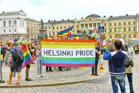 HELSINKI, FINLAND - JUNE 30: Unidentified people take part in the annual Helsinki Pride gay parade in Helsinki, Finland on June 30, 2012. 
のeditorial素材