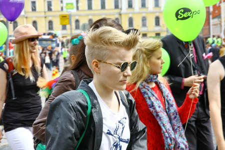 HELSINKI, FINLAND - JUNE 30: Unidentified people take part in the annual Helsinki Pride gay parade in Helsinki, Finland on June 30, 2012. 
のeditorial素材
