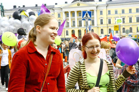 HELSINKI, FINLAND - JUNE 30: Unidentified people take part in the annual Helsinki Pride gay parade in Helsinki, Finland on June 30, 2012. のeditorial素材
