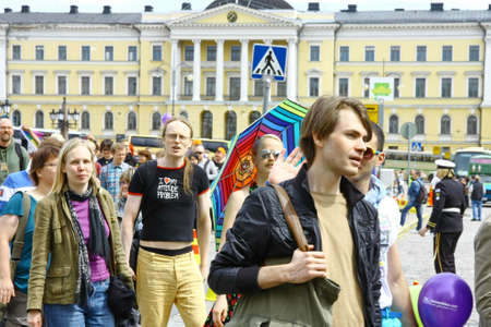 HELSINKI, FINLAND - JUNE 30: Unidentified people take part in the annual Helsinki Pride gay parade in Helsinki, Finland on June 30, 2012. のeditorial素材