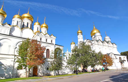 MOSCOW, RUSSIA - SEPTEMBER 25, 2015: Cathedral of the Dormition in Moscow Kremlin. The Cathedral is oldest fully preserved building of Moscow and main church of the Russian stateのeditorial素材