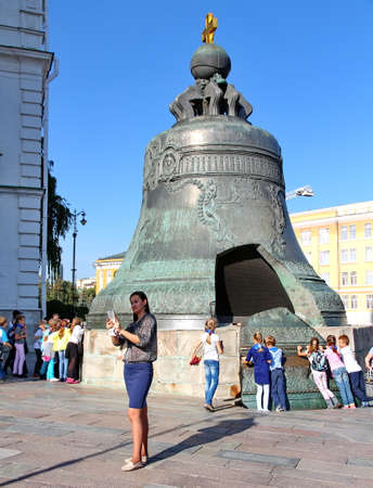 MOSCOW - SEPTEMBER 25, 2015: View of the Tsar-bell (King Bell) in Moscow Kremlin, a popular touristic landmark. UNESCO World Heritage Site.のeditorial素材