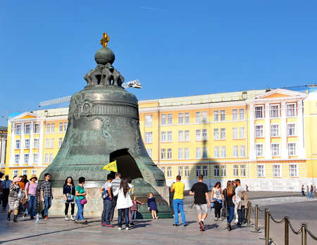MOSCOW - SEPTEMBER 25, 2015: View of the Tsar-bell (King Bell) in Moscow Kremlin, a popular touristic landmark. UNESCO World Heritage Site.のeditorial素材