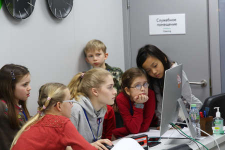MOSCOW, RUSSIA - MARCH 31, 2016: Kidzania - a worldwide network of educational parks where children playfully get real jobs skills. For editorial use only.のeditorial素材