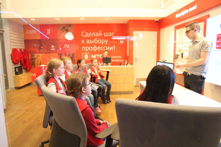 MOSCOW, RUSSIA - MARCH 31, 2016: Kidzania - a worldwide network of educational parks where children playfully get real jobs skills. For editorial use only.のeditorial素材