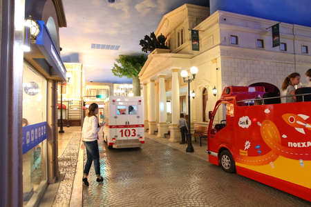 MOSCOW, RUSSIA - MARCH 31, 2016: Kidzania - a worldwide network of educational parks where children playfully get real jobs skills. For editorial use only.のeditorial素材