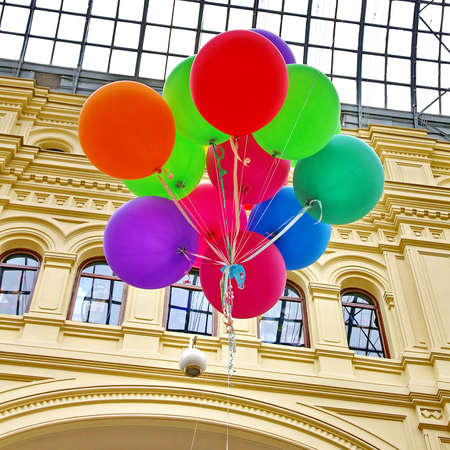 Colorful balloons with happy celebration party backgroundの写真素材