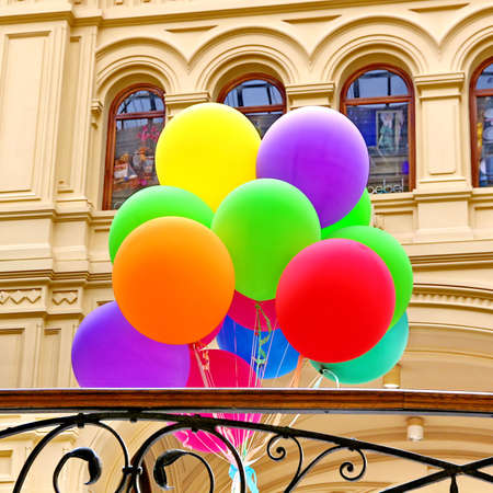 Colorful balloons with happy celebration party backgroundの写真素材
